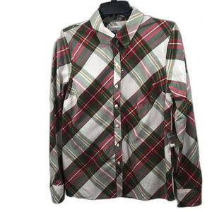 Kim Rogers Womens Plaid Button Down‎ Long Sleeve Shirt Top Small